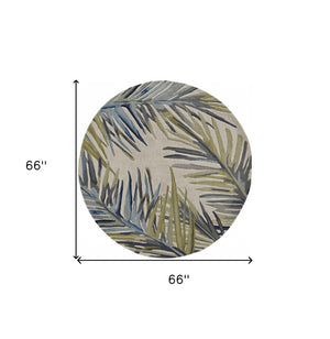 HomeRoots 10' Wool Tropical Botanical Hand-Tufted Runner Rug - Artisan-Made, Unique Design for Modern Spaces 5' Round 375489