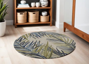 HomeRoots 10' Wool Tropical Botanical Hand-Tufted Runner Rug - Artisan-Made, Unique Design for Modern Spaces 5' Round 375489