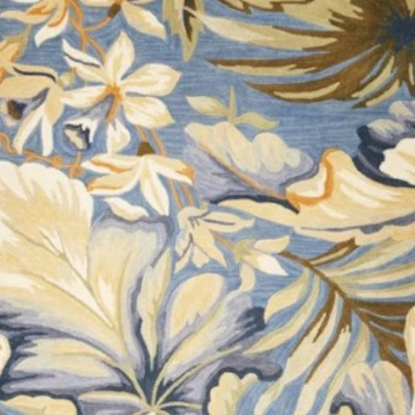 HomeRoots 10' Tropical Botanical Hand-Tufted Wool Runner Rug in Blue, Beige & Green for Elegant Spaces 3' X 5' 375494