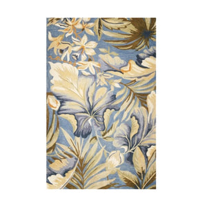 HomeRoots 10' Tropical Botanical Hand-Tufted Wool Runner Rug in Blue, Beige & Green for Elegant Spaces 3' X 5' 375494
