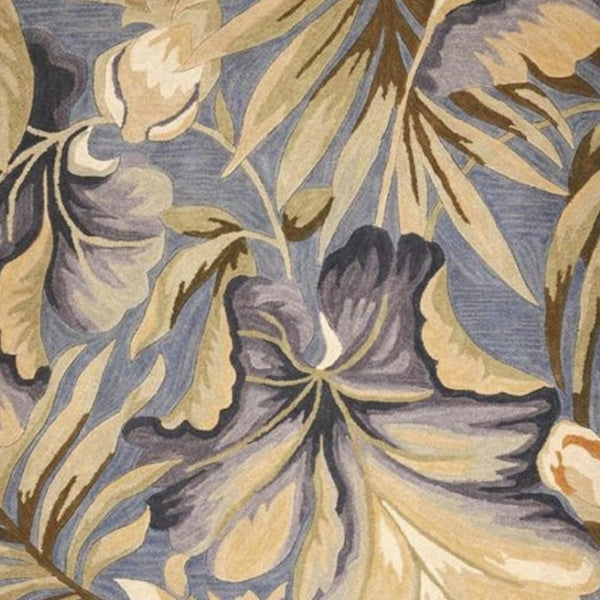 HomeRoots 10' Tropical Botanical Hand-Tufted Wool Runner Rug in Blue, Beige & Green for Elegant Spaces 8' X 10' 375498