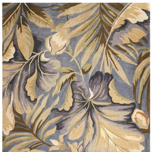 HomeRoots 10' Tropical Botanical Hand-Tufted Wool Runner Rug in Blue, Beige & Green for Elegant Spaces 8' X 10' 375498