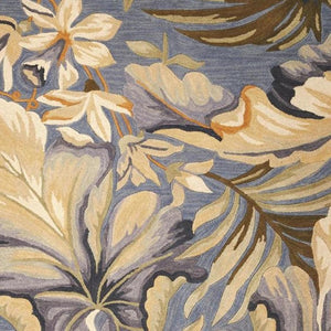 HomeRoots 9' Hand-Tufted Wool Tropical Botanical Area Rug in Soothing Blue, Beige & Green for Modern Spaces 9' X 12' 375499