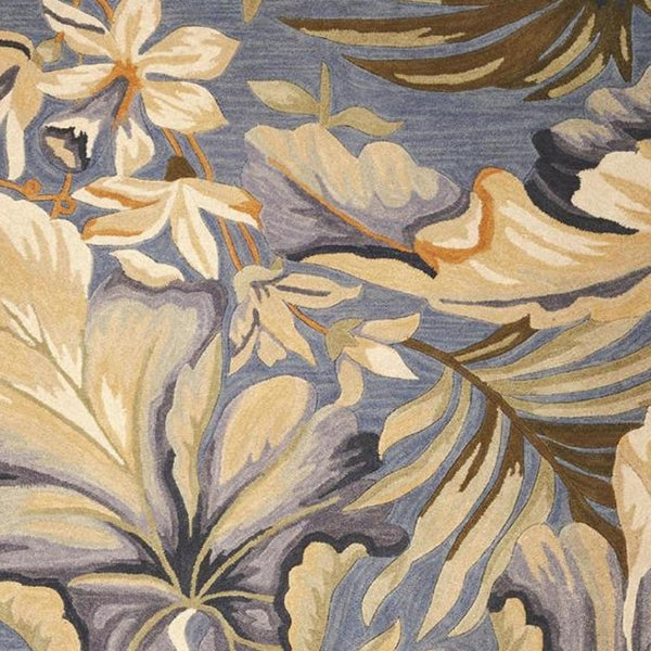 HomeRoots 9' Hand-Tufted Wool Tropical Botanical Area Rug in Soothing Blue, Beige & Green for Modern Spaces 9' X 12' 375499