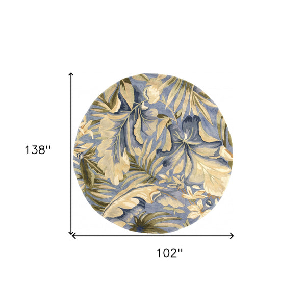 Homeroots 102 X 138 Blue Wool Rug  Wool 375499