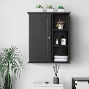 English Elm Upgraded Wall Mounted Bathroom Cabinet Mdf Soft Close Over Toilet Organizer Black T3785P356594