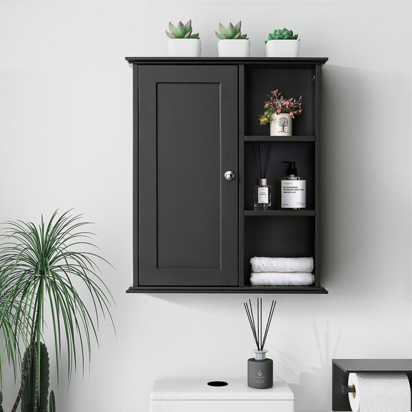 English Elm Upgraded Wall Mounted Bathroom Cabinet Mdf Soft Close Over Toilet Organizer Black T3785P356594