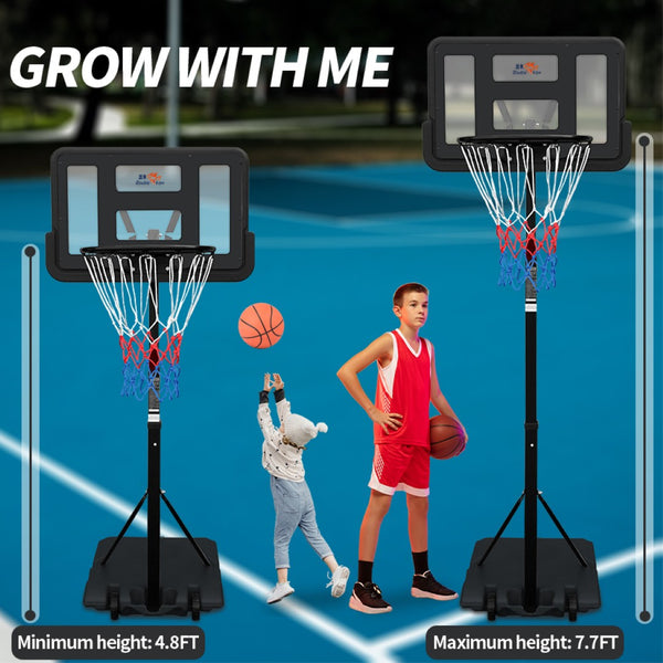 English Elm Double Fish Adjustable Basketball Hoop Portable Steel Frame Outdoor Backyard System W3087P251064