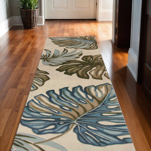 HomeRoots 10' Tropical Botanical Hand-Tufted Wool Runner Rug for Cozy Hallways and Stylish Spaces 10' Runner 375500
