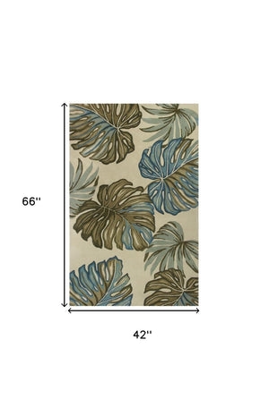 HomeRoots 10' Tropical Botanical Hand-Tufted Wool Runner Rug for Cozy Hallways and Stylish Spaces 4' X 6' 375501