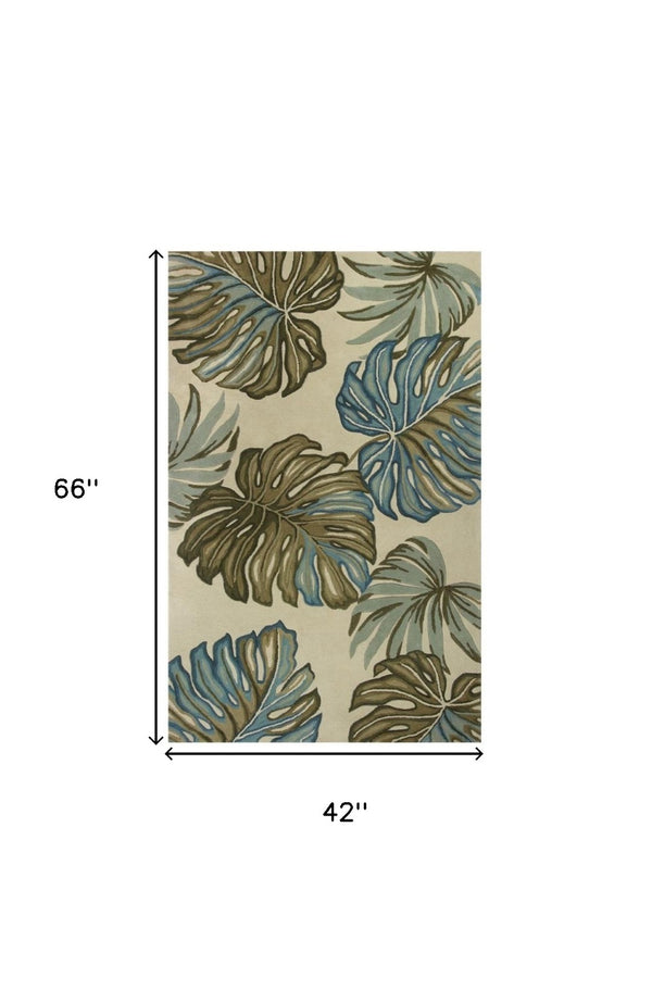 HomeRoots 10' Tropical Botanical Hand-Tufted Wool Runner Rug for Cozy Hallways and Stylish Spaces 4' X 6' 375501