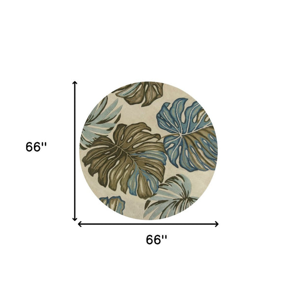 HomeRoots 10' Tropical Botanical Hand-Tufted Wool Runner Rug for Cozy Hallways and Stylish Spaces 5' Round 375503