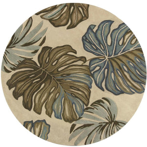 HomeRoots 10' Tropical Botanical Hand-Tufted Wool Runner Rug for Cozy Hallways and Stylish Spaces 5' Round 375503