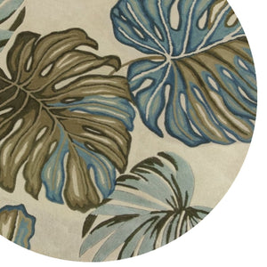 HomeRoots 10' Tropical Botanical Hand-Tufted Wool Runner Rug for Cozy Hallways and Stylish Spaces 5' Round 375503