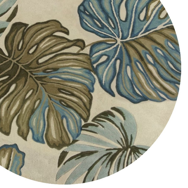 HomeRoots 10' Tropical Botanical Hand-Tufted Wool Runner Rug for Cozy Hallways and Stylish Spaces 5' Round 375503