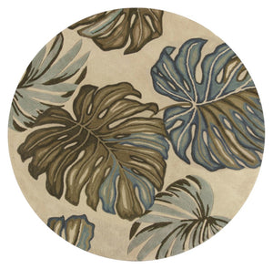 HomeRoots 10' Tropical Botanical Hand-Tufted Wool Runner Rug for Cozy Hallways and Stylish Spaces 5' Round 375503