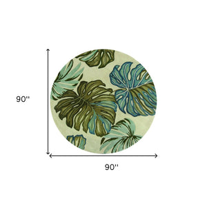 HomeRoots 10' Tropical Botanical Hand-Tufted Wool Runner Rug for Cozy Hallways and Stylish Spaces 8' Round 375504