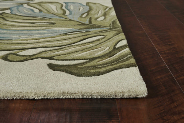 HomeRoots 9' Tropical Botanical Hand-Tufted Wool Area Rug - Plush, Versatile Design for Cozy Spaces 9' X 12' 375506