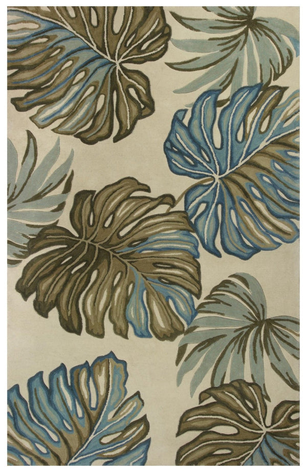 HomeRoots 9' Tropical Botanical Hand-Tufted Wool Area Rug - Plush, Versatile Design for Cozy Spaces 9' X 12' 375506
