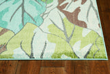 Homeroots 3' X 5' Blue And Green Botanical Leaves Area Rug  Polypropylene 375507