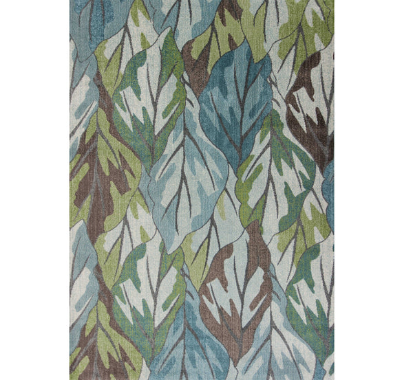 Homeroots 3' X 5' Blue And Green Botanical Leaves Area Rug  Polypropylene 375507