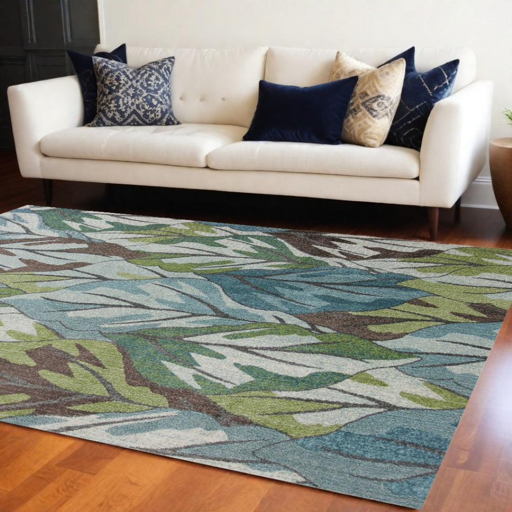 HomeRoots 10' Contemporary Blue Area Rug - Durable, Machine-Woven, Low-Pile Design for Modern Living Spaces 10' X 13' 375510