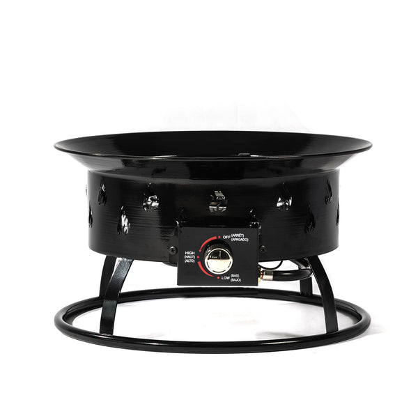 English Elm 19" Portable Propane Fire Pit 50000 BTU Stainless Burner Lava Rocks Electronic Ignition Black W853P202205