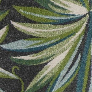 HomeRoots 5' Botanical Leaves Area Rug in Gray, Teal, and Green – Stylish, Durable, and Kid-Friendly Comfort 5' X 8' 375512