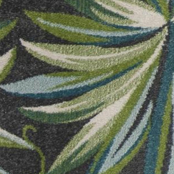 HomeRoots 5' Botanical Leaves Area Rug in Gray, Teal, and Green – Stylish, Durable, and Kid-Friendly Comfort 5' X 8' 375512