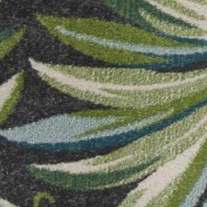 HomeRoots 5' Botanical Leaves Area Rug in Gray, Teal, and Green – Stylish, Durable, and Kid-Friendly Comfort 5' X 8' 375512