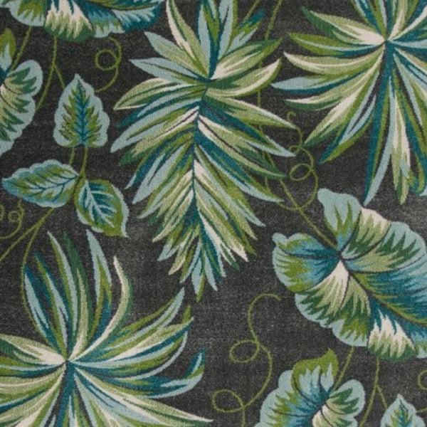 HomeRoots 5' Botanical Leaves Area Rug in Gray, Teal, and Green – Stylish, Durable, and Kid-Friendly Comfort 8' X 11' 375513