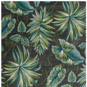 HomeRoots 5' Botanical Leaves Area Rug in Gray, Teal, and Green – Stylish, Durable, and Kid-Friendly Comfort 8' X 11' 375513