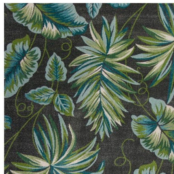 HomeRoots 5' Botanical Leaves Area Rug in Gray, Teal, and Green – Stylish, Durable, and Kid-Friendly Comfort 8' X 11' 375513