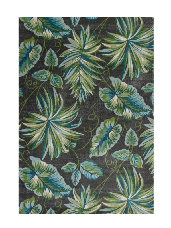 HomeRoots 5' Botanical Leaves Area Rug in Gray, Teal, and Green – Stylish, Durable, and Kid-Friendly Comfort 8' X 11' 375513