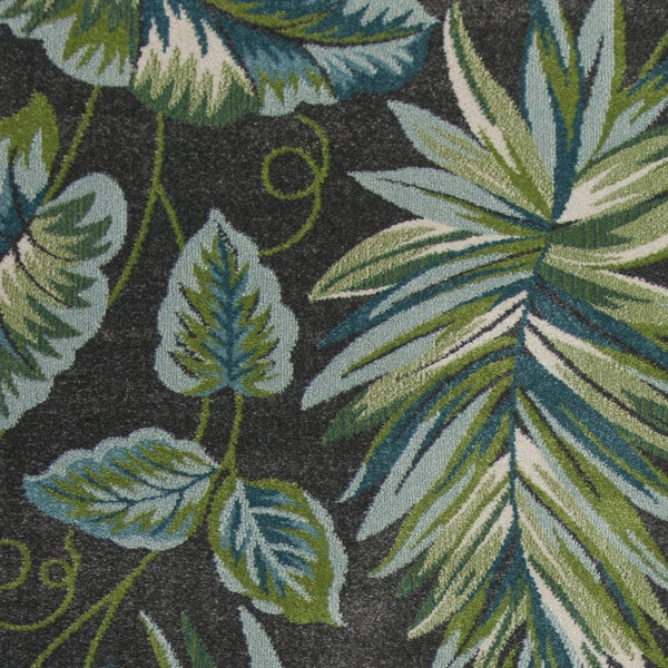 HomeRoots 10' Contemporary Botanical Leaves Area Rug in Gray, Teal & Green - Stylish, Durable & Easy-Care Design 10' X 13' 375514