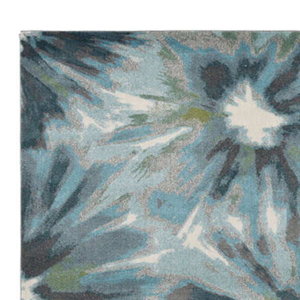 Homeroots 3' X 5' Teal Floral Area Rug  Polypropylene 375515