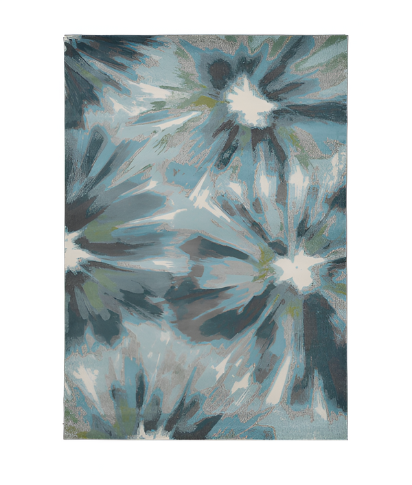 Homeroots 3' X 5' Teal Floral Area Rug  Polypropylene 375515