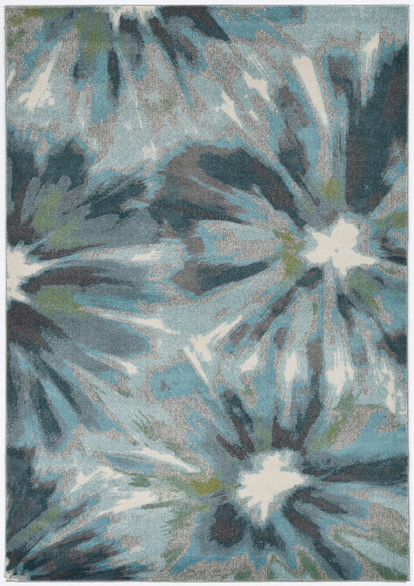 Homeroots 5' X 8' Teal Tropical Flower Indoor Area Rug  Polypropylene 375516