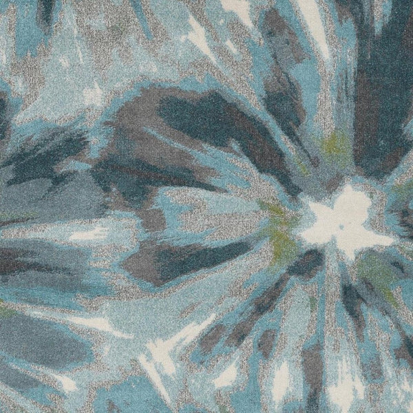 HomeRoots 8' Teal Ivory and Gray Floral Area Rug – Durable, Elegant Design for Living Spaces, Easy Care & Stylish 8' X 11' 375517
