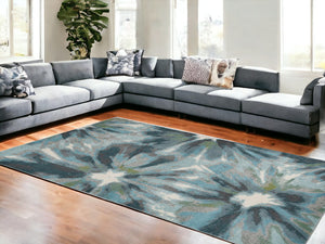 Homeroots 118 X 158 Teal Polypropylene Rug  Polypropylene 375518