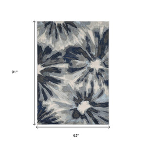HomeRoots 5' Elegant Ivory and Blue Floral Area Rug - Durable, Easy-Care Design for Timeless Home Décor 5' X 8' 375520