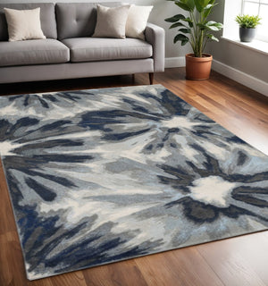 HomeRoots 5' Elegant Ivory and Blue Floral Area Rug - Durable, Easy-Care Design for Timeless Home Décor 5' X 8' 375520
