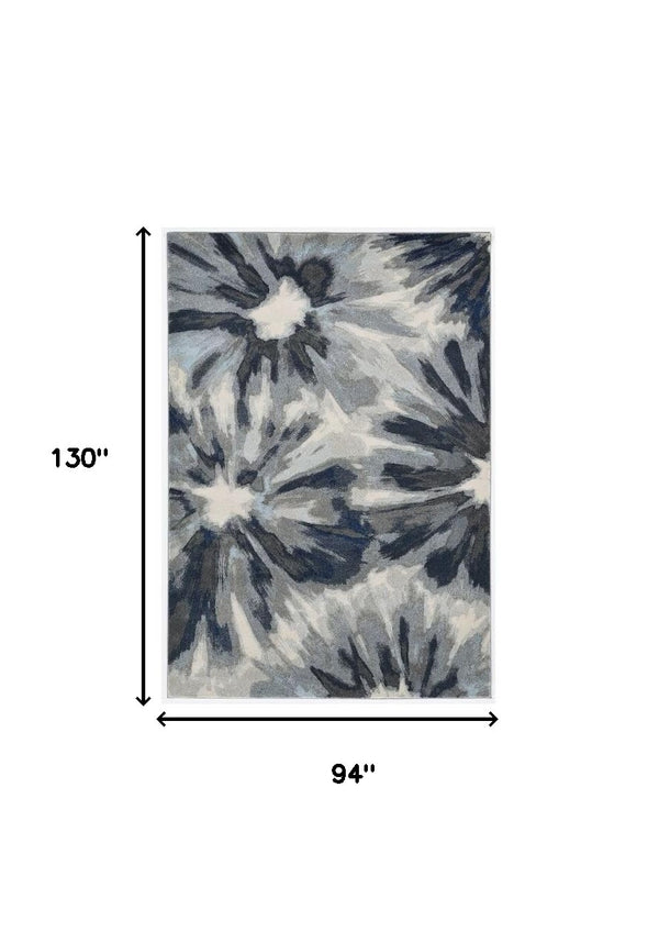 Homeroots 8' X 11' Ivory Blue Machine Woven Oversized Floral Indoor Area Rug  Polypropylene 375521