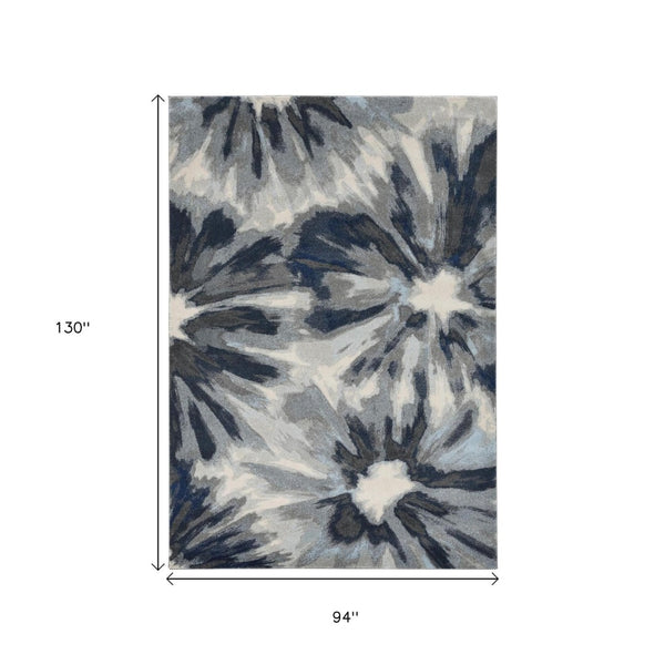 HomeRoots 8' Elegant Ivory and Blue Floral Area Rug - Durable, Stain-Resistant, Perfect for Busy Homes! 8' X 11' 375521