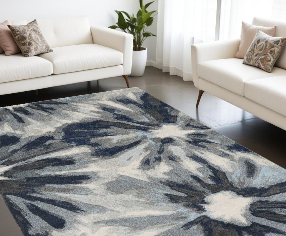 HomeRoots 10' Elegant Ivory and Blue Area Rug - Traditional Floral Design, Durable & Easy-Care for Any Room 10' X 13' 375522