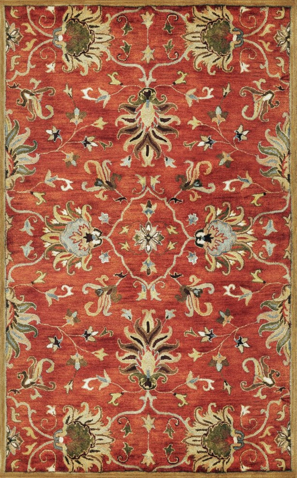 HomeRoots 7' Hand-Tufted Wool Runner Rug with Elegant Floral Medallion Design for Timeless Home Decor 7' Runner 375523