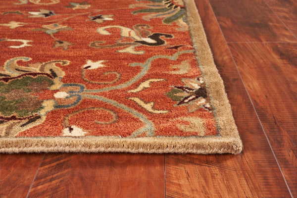HomeRoots 7' Hand-Tufted Wool Runner Rug with Elegant Floral Medallion Design for Timeless Home Decor 7' Runner 375523
