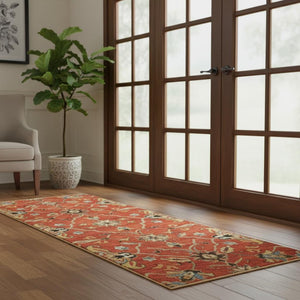HomeRoots 7' Hand-Tufted Wool Runner Rug with Elegant Floral Medallion Design for Timeless Home Decor 7' Runner 375523