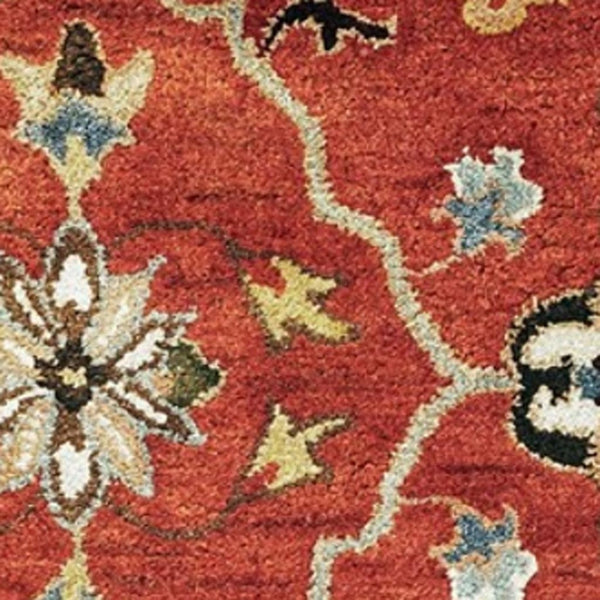 HomeRoots 7' Hand-Tufted Wool Runner Rug with Elegant Floral Medallion Design for Timeless Home Decor 7' Runner 375523