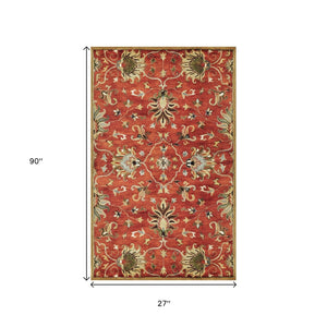 HomeRoots 7' Hand-Tufted Wool Runner Rug with Elegant Floral Medallion Design for Timeless Home Decor 7' Runner 375523